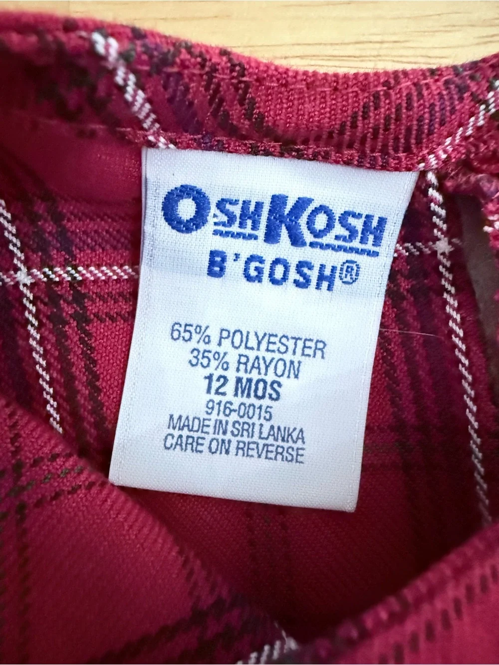 Vintage Y2K Oshkosh B’Gosh Red Plaid Embroidered Floral A Line Dress 12 Months